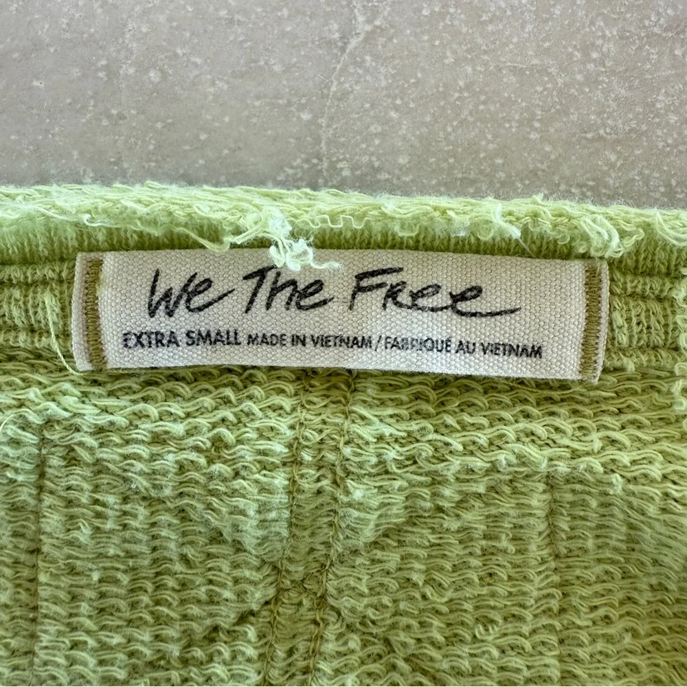 Free People We The Free Relaxed Short Sleeve Crop Top Light Green Womens XS